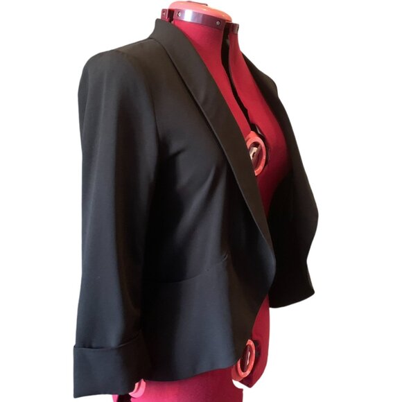 ICONE Black adjusted blazer jacket shawl lapel side pockets - medium - Picture 2 of 9